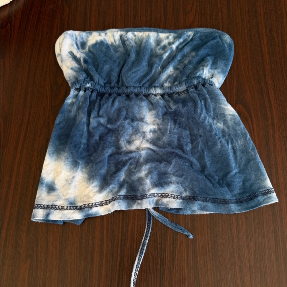 Mora Girls Blue and White Tie-Dye Tube Top